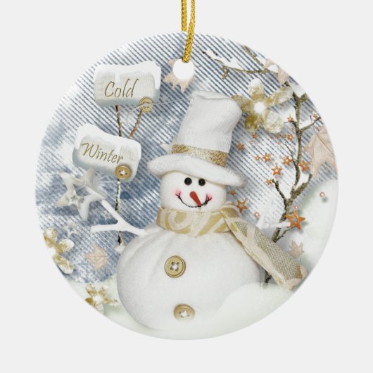 Cold Winter Snowman Keramikornament (Vorne)