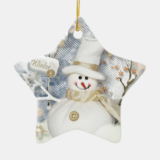 Cold Winter Snowman Keramikornament (Vorne)