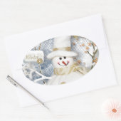 Cold Winter Snowman Ovaler Aufkleber (Umschlag)