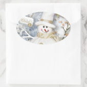 Cold Winter Snowman Ovaler Aufkleber (Tasche)