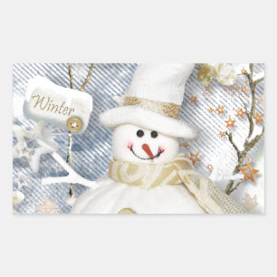 Cold Winter Snowman Rechteckiger Aufkleber