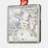 Cold Winter Snowman Silbernes Ornament (Links)