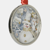 Cold Winter Snowman Silbernes Ornament (Rechts)