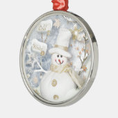 Cold Winter Snowman Silbernes Ornament (Links)