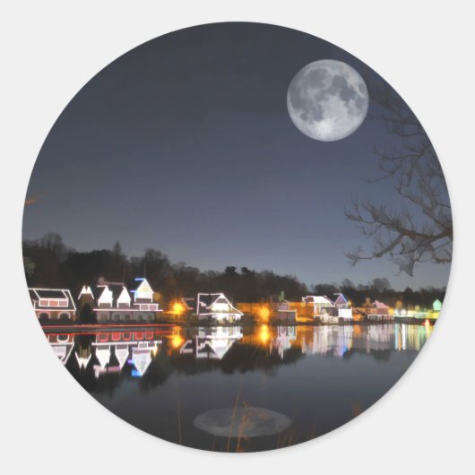 Cold Winter's Night on Boathouse Row Runder Aufkleber (Vorderseite)
