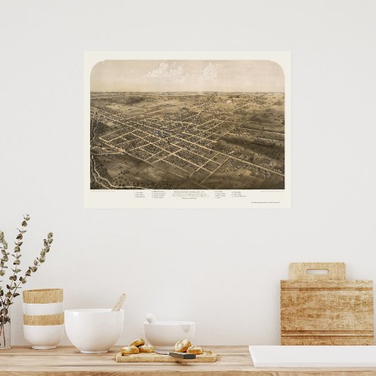 Coldwater, MI Panoramic Map - 1868 Poster (Küche)