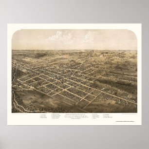 Coldwater, panoramische Karte MI - 1868 Poster