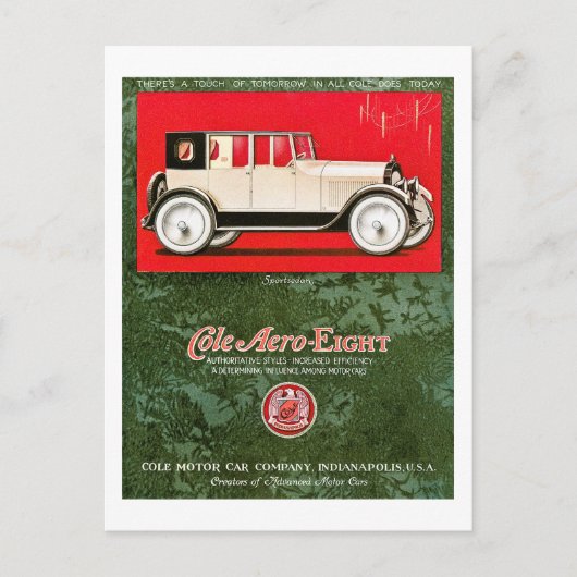 Cole Aero-Aight Vintage Car Ad Postkarte (Vorderseite)