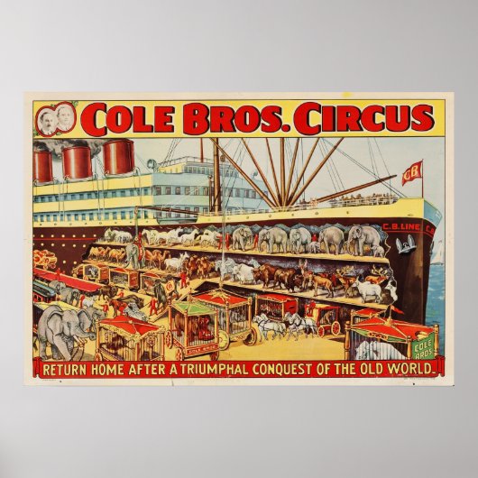 Cole Bros Circus gibt Zuhause Poster zurück (Vorne)