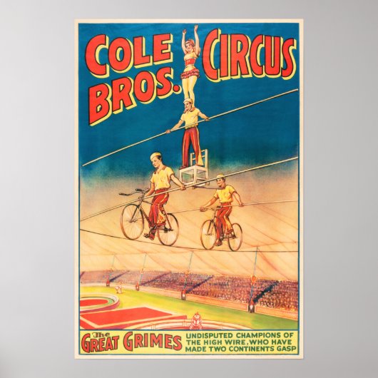 COLE BROTHERS CIRCUS Luftballkorb Vintag Show Poster (Vorne)