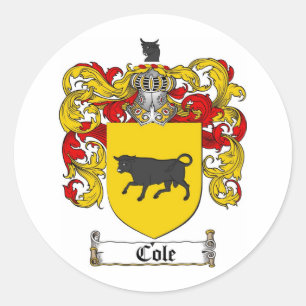COLE-FAMILIENWAPPEN - COLE-WAPPEN RUNDER AUFKLEBER