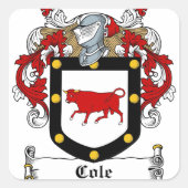 Cole-Irish-Wappen Quadratischer Aufkleber (Vorderseite)