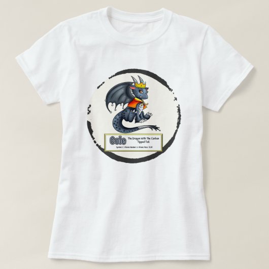 Cole the Carbon Elemental Dragon T-Shirt (Design vorne)