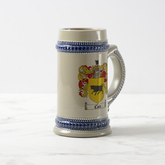 Cole-Wappen Stein/Cole-Familienwappen Stein Bierglas (VorderseiteRechts)