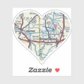 Coleman and Brownwood TX Map Aufkleber (Blatt)