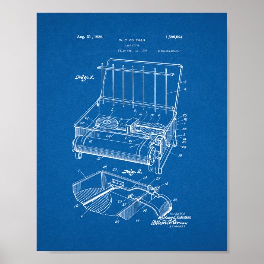 Coleman Camp Stove Patent - Blueprint Poster (Vorne)