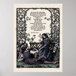 Coleridge "Liebe" Viktorianische Dichtung Art 20x2 Poster