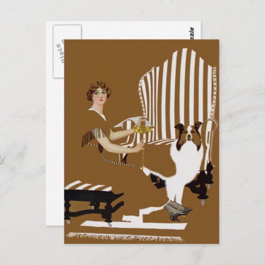 Coles Phillips Fadeaway Frau mit Collie Postkarte (Vorne/Hinten)