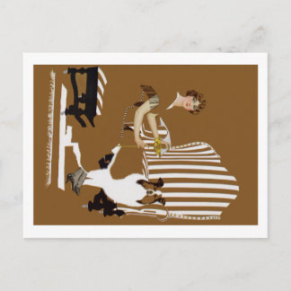 Coles Phillips Fadeaway Frau mit Collie Postkarte