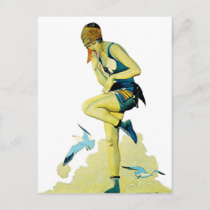 Coles Phillips "Fadeaway Girl" "A Quick Dip" Postkarte