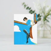 Coles Phillips "Fadeaway Girl" Art "Blue Sailing" Postkarte (Stehend Vorderseite)