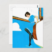 Coles Phillips "Fadeaway Girl" Art "Blue Sailing" Postkarte (Vorne/Hinten)