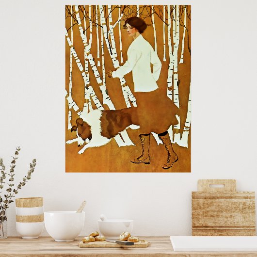 Coles Phillips "Fadeaway Girl" Herbstspazierabdeck Poster (Küche)