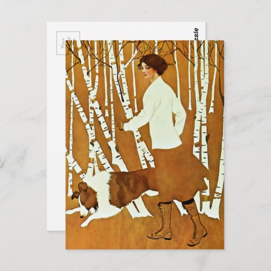 Coles Phillips "Fadeaway Girl" Herbstspazierabdeck Postkarte (Vorne/Hinten)