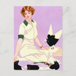 Coles Phillips ‘Fadeaway Girl’ “Tauben füttern" Postkarte