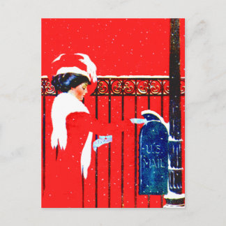 Coles Phillips Fadeaway Girl - White Christmas Feiertagspostkarte