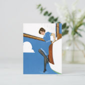 Coles Phillips Fadeaway - Segeln auf blauen Ozeane Postkarte (Stehend Vorderseite)