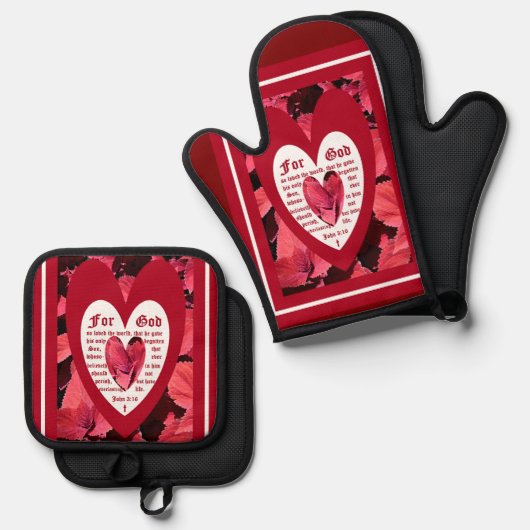 Coleus Nah mit John 3:16 Ofenhandschuh & Topflappen-Set (Vorderseite/Rückseite)