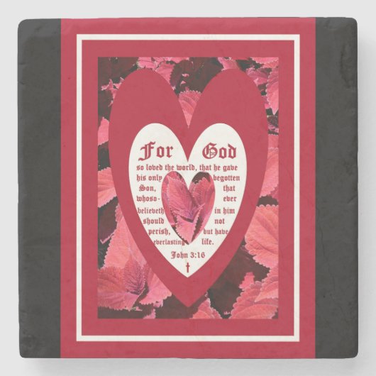 Coleus Nah mit John 3:16 Steinuntersetzer (Vorderseite)