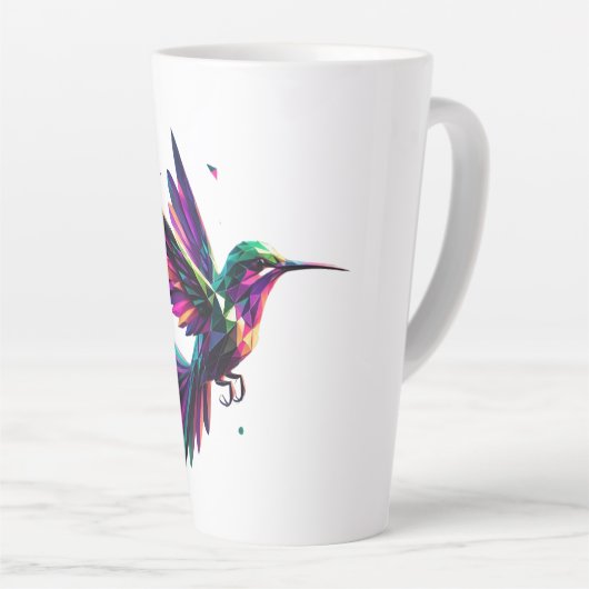 Colibrí Arcoíris Geométrico – Arte Moderno Vibrant Milchtasse (Rechte Ecke)