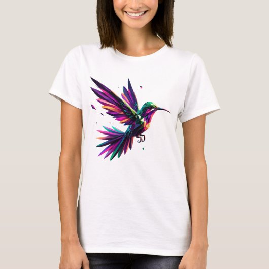 Colibrí Arcoíris Geométrico – Arte Moderno Vibrant T-Shirt (Vorderseite)