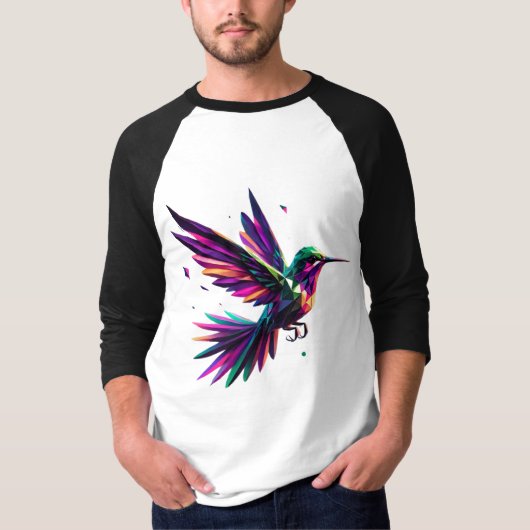 Colibrí Arcoíris Geométrico – Arte Moderno Vibrant T-Shirt (Vorderseite)
