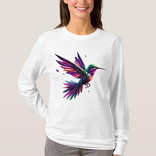 Colibrí Arcoíris Geométrico – Arte Moderno Vibrant T-Shirt (Vorderseite)