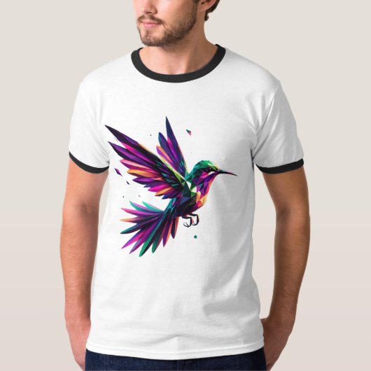 Colibrí Arcoíris Geométrico – Arte Moderno Vibrant T-Shirt (Vorderseite)