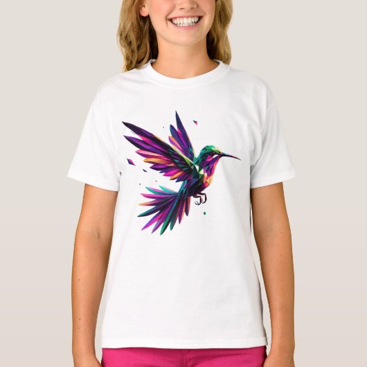 Colibrí Arcoíris Geométrico – Arte Moderno Vibrant T-Shirt (Vorderseite)