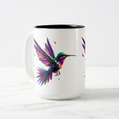 Colibrí Arcoíris Geométrico – Arte Moderno Vibrant Zweifarbige Tasse (Vorderseite Links)