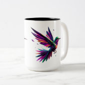Colibrí Arcoíris Geométrico – Arte Moderno Vibrant Zweifarbige Tasse (VorderseiteRechts)