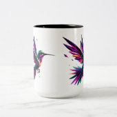 Colibrí Arcoíris Geométrico – Arte Moderno Vibrant Zweifarbige Tasse (Mittel)