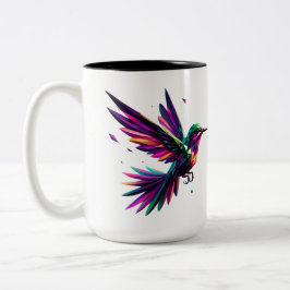 Colibrí Arcoíris Geométrico – Arte Moderno Vibrant Zweifarbige Tasse