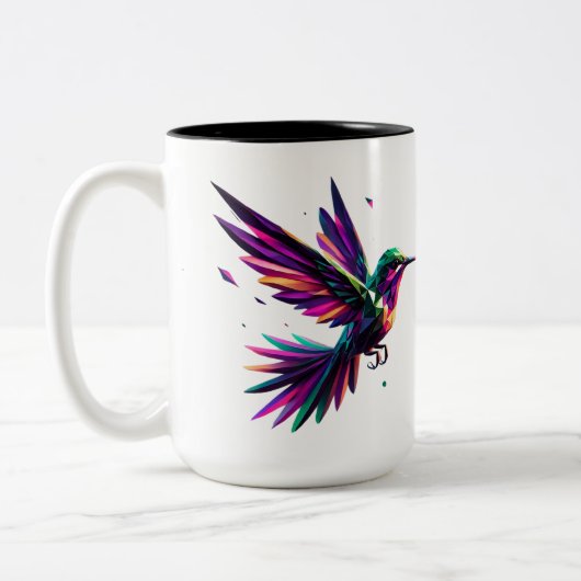 Colibrí Arcoíris Geométrico – Arte Moderno Vibrant Zweifarbige Tasse (Links)