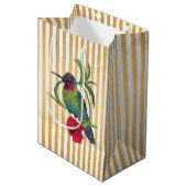 Colibri Gold Streifen Illustration Geschenktasche Mittlere Geschenktüte (Vorderseite Schrägansicht)