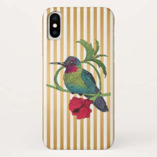 Colibri Gold Stripes Illustration iPhone Case