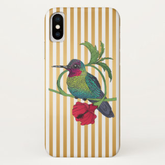 Colibri Gold Stripes Illustration iPhone Case