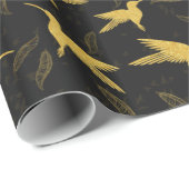 Colibri-Goldmuster Geschenkpapier (Rolleneckpunkt)