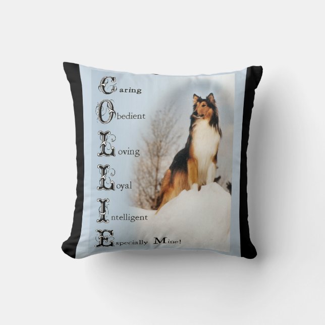 Colie Is. Rough Collie Lovers Art Kissen (Vorderseite)