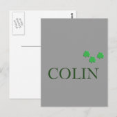 Colin Irish Name Postkarte (Vorne/Hinten)